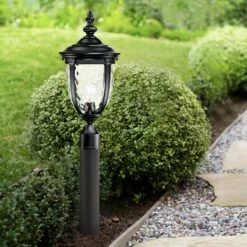Best reviews of 🎁 John Timberland Outdoor Post Light Fixture LED Matte Black 33" Clear 🔨 Hammered Glass for Exterior House Porch Patio Garden Yard 🛒