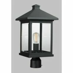 Outlet 🌟 1 Light Outdoor Post Mount Black - Aurora Lighting ❤️