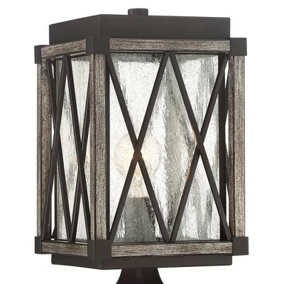 New ✔️ Possini Euro Design Rustic Outdoor Post Light Fixture Bronze Wood Finish 16" Clear Seedy Glass Lantern for Garden Yard Driveway Walkway ⌛ 3 New ✔️ Possini Euro Design Rustic Outdoor Post Light Fixture Bronze Wood Finish 16" Clear Seedy Glass Lantern for Garden Yard Driveway Walkway ⌛ - Image 2
