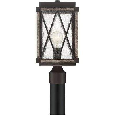 New ✔️ Possini Euro Design Rustic Outdoor Post Light Fixture Bronze Wood Finish 16" Clear Seedy Glass Lantern for Garden Yard Driveway Walkway ⌛ 4 New ✔️ Possini Euro Design Rustic Outdoor Post Light Fixture Bronze Wood Finish 16" Clear Seedy Glass Lantern for Garden Yard Driveway Walkway ⌛ - Image 3