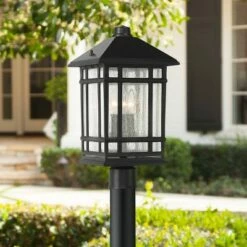 Brand new ❤️ Kathy Ireland Sierra Craftsman 18"H Black Outdoor Post Mount Light 🛒
