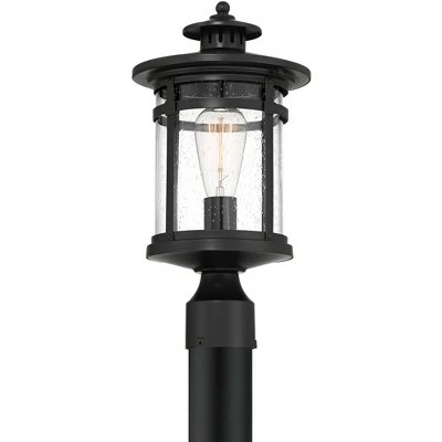 Outlet ❤️ Franklin Iron Works Modern Outdoor Post Light Matte Black 16 1/4" Clear Seedy Glass Exterior House Porch Patio Outside Deck Garage 😉 7 Outlet ❤️ Franklin Iron Works Modern Outdoor Post Light Matte Black 16 1/4" Clear Seedy Glass Exterior House Porch Patio Outside Deck Garage 😉 - Image 5
