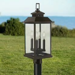 Discount ⌛ Minka Lavery Miner's Loft 22 1/2" High Bronze Outdoor Post Light 💯