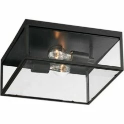 Buy 🎉 John Timberland Modern Outdoor Ceiling Light Fixture Matte Black 12" Clear Glass Panels Square Exterior House Porch Patio Outside ✨ -Outdoor Lighting Store unnamed file 272