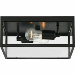 Buy 🎉 John Timberland Modern Outdoor Ceiling Light Fixture Matte Black 12" Clear Glass Panels Square Exterior House Porch Patio Outside ✨ -Outdoor Lighting Store unnamed file 273