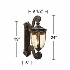 Best reviews of 💯 John Timberland Outdoor Wall Light Fixture Bronze Scroll 24" Champagne 🔨 Hammered Glass for Exterior House Porch Patio ❤️ -Outdoor Lighting Store unnamed file 2890