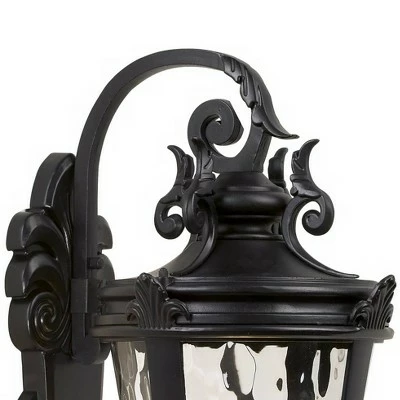 Discount 🔥 John Timberland Mediterranean Outdoor Wall Light Fixture Textured Black Scroll 27 1/2" Clear 🔨 Hammered Glass for Porch Patio House 🥰 5 Discount 🔥 John Timberland Mediterranean Outdoor Wall Light Fixture Textured Black Scroll 27 1/2" Clear 🔨 Hammered Glass for Porch Patio House 🥰 - Image 3