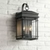 Outlet 🤩 John Timberland Outdoor Wall Light Fixture Textured Black Steel 17" Clear Glass Lantern for Exterior House Porch Patio Deck 🔥