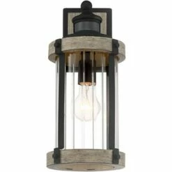 Deals 🎉 John Timberland Rustic Outdoor Wall Light Fixture Wood Finish Black 15 1/2" Pleated Glass Motion Sensor Exterior House Porch Patio Deck 😉 -Outdoor Lighting Store unnamed file 2986