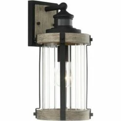 Deals 🎉 John Timberland Rustic Outdoor Wall Light Fixture Wood Finish Black 15 1/2" Pleated Glass Motion Sensor Exterior House Porch Patio Deck 😉 -Outdoor Lighting Store unnamed file 2988
