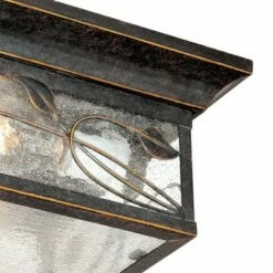 Promo 👏 Franklin Iron Works Country Cottage Outdoor Ceiling Light French Bronze Leaf and Vine Motif 11" Clear Seedy Glass for Patio Porch 👏 -Outdoor Lighting Store unnamed file 299