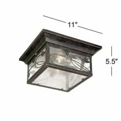Promo 👏 Franklin Iron Works Country Cottage Outdoor Ceiling Light French Bronze Leaf and Vine Motif 11" Clear Seedy Glass for Patio Porch 👏 -Outdoor Lighting Store unnamed file 300