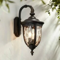 Best deal ⭐ John Timberland Vintage Outdoor Wall Light Fixture Bronze Metal 20 1/2" Champagne 🔨 Hammered Glass for Exterior House Porch Patio 👍