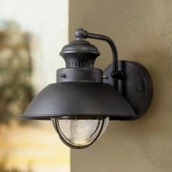 New ๐คฉ John Timberland Rustic Outdoor Wall Light Fixture LED Black 8" Seedy Glass Sconce for Exterior Deck Porch Patio ๐ฅฐ