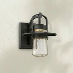 Brand new 🔥 John Timberland Modern Outdoor Wall Light Fixture LED Black 10" Clear Seedy Glass for Exterior House Porch Patio Deck Entryway 🧨