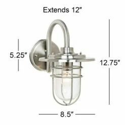 Wholesale ✨ John Timberland Industrial Outdoor Wall Light Fixture Brushed Nickel 12 3/4" Caged Seeded Glass for House Porch Patio Barn ⭐ -Outdoor Lighting Store unnamed file 3054