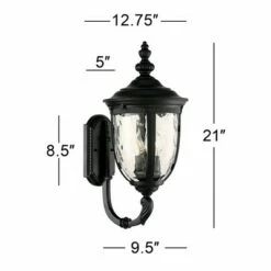 Cheap 🛒 John Timberland Outdoor Wall Light Fixture Textured Black Upbridge Arm 21" Clear 🔨 Hammered Glass for Exterior Porch Patio 😉 -Outdoor Lighting Store unnamed file 3062