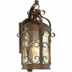 New 😍 John Timberland Traditional Outdoor Wall Light Fixture Oil Rubbed Bronze Scroll 17 1/2" Amber 🔨 Hammered Glass for House Porch Patio 😀 -Outdoor Lighting Store unnamed file 3068