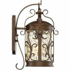 New 😍 John Timberland Traditional Outdoor Wall Light Fixture Oil Rubbed Bronze Scroll 17 1/2" Amber 🔨 Hammered Glass for House Porch Patio 😀 -Outdoor Lighting Store unnamed file 3069