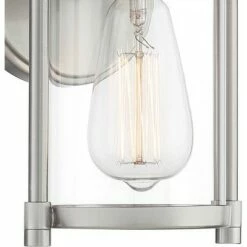 Discount 🎉 John Timberland Farmhouse Outdoor Lantern Wall Light Fixture Brushed Nickel 10 1/4" Clear Glass Damp Rated for Exterior House 🎁 -Outdoor Lighting Store unnamed file 3086