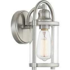 Discount 🎉 John Timberland Farmhouse Outdoor Lantern Wall Light Fixture Brushed Nickel 10 1/4" Clear Glass Damp Rated for Exterior House 🎁 -Outdoor Lighting Store unnamed file 3088