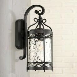 Coupon ๐งจ John Timberland Outdoor Wall Light Fixture Matte Black 19" Clear ๐จ Hammered Glass for Exterior House Porch Patio Deck ๐คฉ