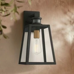 Best reviews of ❤️ John Timberland Industrial Outdoor Wall Light Fixture Black 14 3/4" Clear Glass Dusk To Dawn Motion Sensor Exterior Porch Patio 👍