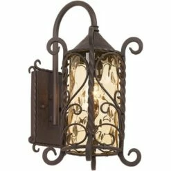 Cheap 🛒 John Timberland Rustic Outdoor Wall Light Fixture Dark Walnut Iron Twists 18 1/2" Champagne 🔨 Hammered Glass for Exterior House Deck ❤️ -Outdoor Lighting Store unnamed file 3226