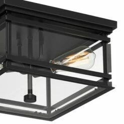 Best deal ๐ John Timberland Mission Outdoor Ceiling Light Fixture Matte Black Metal 13" Clear Glass for Exterior House Porch Patio Deck Home ๐