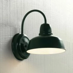 Wholesale ✔️ John Timberland Farmhouse Outdoor Wall Light Fixture Urban Barn Green Steel Gooseneck 11 1/4" for Exterior House Porch Patio 🎉