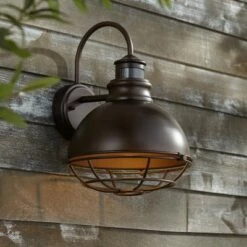 Best reviews of 🎉 John Timberland Industrial Outdoor Wall Light Fixture Urban Barn Oiled Bronze 14" Round Cage Motion Security Sensor for House Porch Patio ⌛