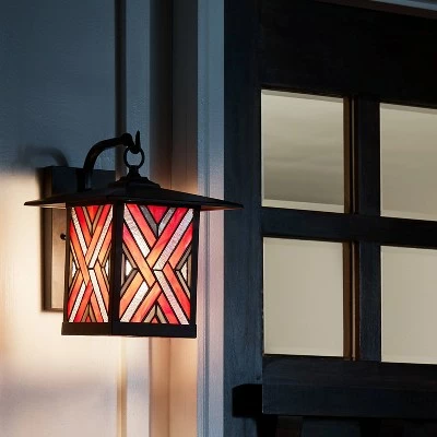 Cheap 👏 11.75" Stained Glass 1-Light Geometric Bronze Outdoor Lantern Wall Sconce - River of Goods 👏 3 Cheap 👏 11.75" Stained Glass 1-Light Geometric Bronze Outdoor Lantern Wall Sconce - River of Goods 👏