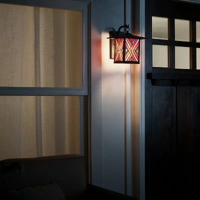 Cheap 👏 11.75" Stained Glass 1-Light Geometric Bronze Outdoor Lantern Wall Sconce - River of Goods 👏 5 Cheap 👏 11.75" Stained Glass 1-Light Geometric Bronze Outdoor Lantern Wall Sconce - River of Goods 👏 - Image 3
