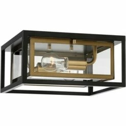 Cheap 🔥 Possini Euro Design Modern Outdoor Ceiling Light Fixture LED Mixed Metal Black Brass 6" Double Box Clear Glass House Porch Patio ⭐ -Outdoor Lighting Store unnamed file 329