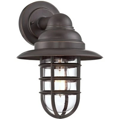 Buy 🥰 John Timberland Industrial Farmhouse Outdoor Barn Light Wall Fixtures Set of 2 Bronze 13 1/4" Metal Cage Clear Glass for Exterior House 💯 5 Buy 🥰 John Timberland Industrial Farmhouse Outdoor Barn Light Wall Fixtures Set of 2 Bronze 13 1/4" Metal Cage Clear Glass for Exterior House 💯 - Image 3