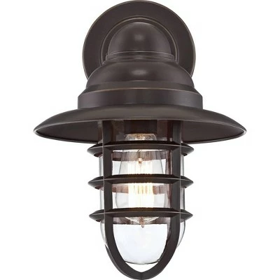 Buy 🥰 John Timberland Industrial Farmhouse Outdoor Barn Light Wall Fixtures Set of 2 Bronze 13 1/4" Metal Cage Clear Glass for Exterior House 💯 7 Buy 🥰 John Timberland Industrial Farmhouse Outdoor Barn Light Wall Fixtures Set of 2 Bronze 13 1/4" Metal Cage Clear Glass for Exterior House 💯 - Image 5