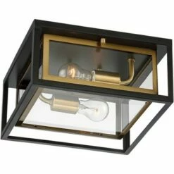 Cheap 🔥 Possini Euro Design Modern Outdoor Ceiling Light Fixture LED Mixed Metal Black Brass 6" Double Box Clear Glass House Porch Patio ⭐ -Outdoor Lighting Store unnamed file 331