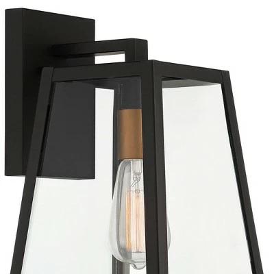 Deals 👍 John Timberland Modern Outdoor Wall Light Fixtures Set of 2 Mystic Black Gold 13" Clear Glass Panels Exterior House Porch Patio 😉 4 Deals 👍 John Timberland Modern Outdoor Wall Light Fixtures Set of 2 Mystic Black Gold 13" Clear Glass Panels Exterior House Porch Patio 😉 - Image 2