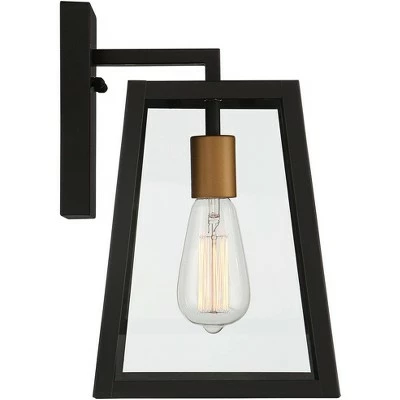 Deals 👍 John Timberland Modern Outdoor Wall Light Fixtures Set of 2 Mystic Black Gold 13" Clear Glass Panels Exterior House Porch Patio 😉 7 Deals 👍 John Timberland Modern Outdoor Wall Light Fixtures Set of 2 Mystic Black Gold 13" Clear Glass Panels Exterior House Porch Patio 😉 - Image 5