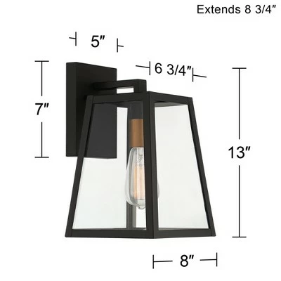 Deals 👍 John Timberland Modern Outdoor Wall Light Fixtures Set of 2 Mystic Black Gold 13" Clear Glass Panels Exterior House Porch Patio 😉 8 Deals 👍 John Timberland Modern Outdoor Wall Light Fixtures Set of 2 Mystic Black Gold 13" Clear Glass Panels Exterior House Porch Patio 😉 - Image 6