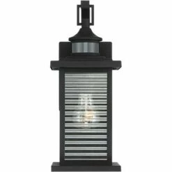 Best deal 🥰 John Timberland Mission Outdoor Wall Light Fixture Textured Black 13 3/4" Clear Stripped Glass Motion Security Sensor for Porch Entryway 🤩 -Outdoor Lighting Store unnamed file 3345