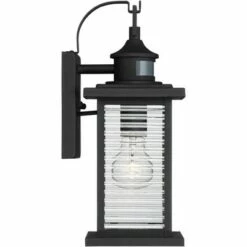Best deal 🥰 John Timberland Mission Outdoor Wall Light Fixture Textured Black 13 3/4" Clear Stripped Glass Motion Security Sensor for Porch Entryway 🤩 -Outdoor Lighting Store unnamed file 3347