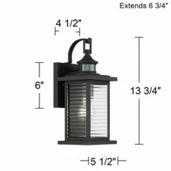 Best deal 🥰 John Timberland Mission Outdoor Wall Light Fixture Textured Black 13 3/4" Clear Stripped Glass Motion Security Sensor for Porch Entryway 🤩 -Outdoor Lighting Store unnamed file 3348