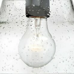 Hot Sale ✨ John Timberland Modern Outdoor Wall Light Fixture Black 10" Open Bottom Clear Seedy Glass Motion Security Dusk to Dawn Sensor for Exterior House Porch 🥰 -Outdoor Lighting Store unnamed file 3382