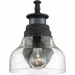 Hot Sale ✨ John Timberland Modern Outdoor Wall Light Fixture Black 10" Open Bottom Clear Seedy Glass Motion Security Dusk to Dawn Sensor for Exterior House Porch 🥰 -Outdoor Lighting Store unnamed file 3384