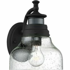 Hot Sale ✨ John Timberland Modern Outdoor Wall Light Fixture Black 10" Open Bottom Clear Seedy Glass Motion Security Dusk to Dawn Sensor for Exterior House Porch 🥰 -Outdoor Lighting Store unnamed file 3385