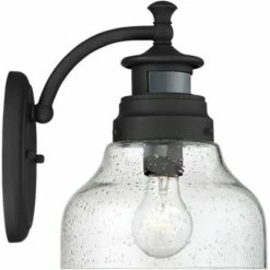 Hot Sale ✨ John Timberland Modern Outdoor Wall Light Fixture Black 10" Open Bottom Clear Seedy Glass Motion Security Dusk to Dawn Sensor for Exterior House Porch 🥰 -Outdoor Lighting Store unnamed file 3386