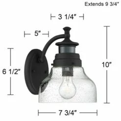 Hot Sale ✨ John Timberland Modern Outdoor Wall Light Fixture Black 10" Open Bottom Clear Seedy Glass Motion Security Dusk to Dawn Sensor for Exterior House Porch 🥰 -Outdoor Lighting Store unnamed file 3387