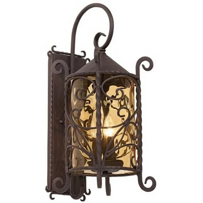 Best deal 🌟 John Timberland Rustic Outdoor Wall Light Fixture Dark Walnut Iron Scroll 23 3/4" Champagne 🔨 Hammered Glass for Exterior House Deck 😉 4 Best deal 🌟 John Timberland Rustic Outdoor Wall Light Fixture Dark Walnut Iron Scroll 23 3/4" Champagne 🔨 Hammered Glass for Exterior House Deck 😉 - Image 3