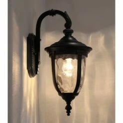 Deals 💯 John Timberland Traditional Outdoor Wall Light Fixture Black 16.5" 🔨 Hammered Glass for Exterior Porch Patio 🌟 -Outdoor Lighting Store unnamed file 3400